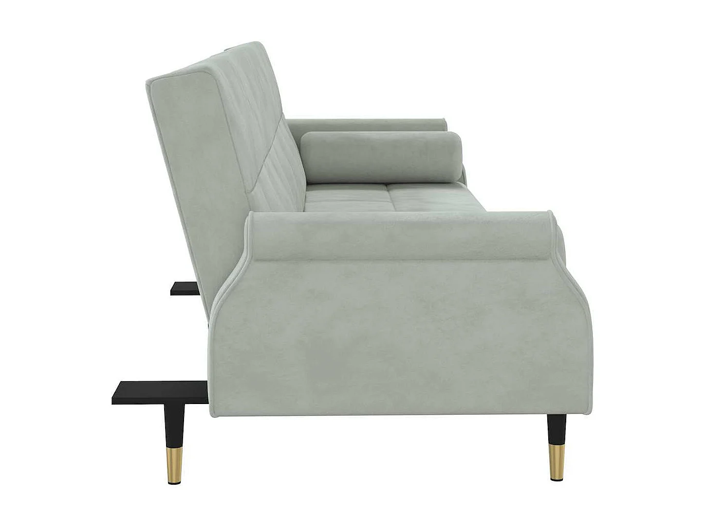 Sofá cama con cojines terciopelo gris claro