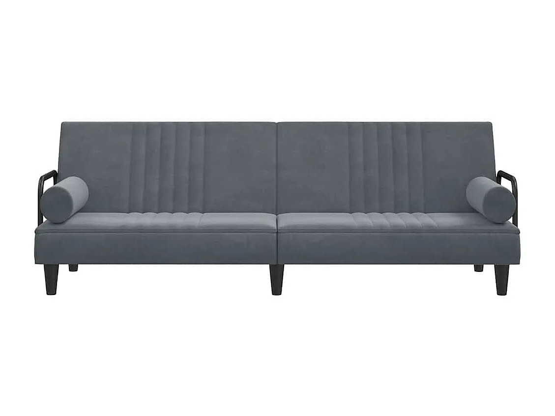 Sofá-cama com apoio de braços veludo cinzento-escuro