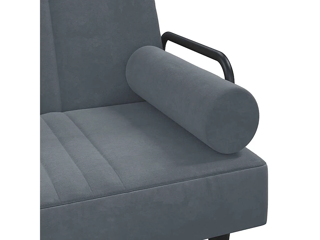 Sofá-cama com apoio de braços veludo cinzento-escuro