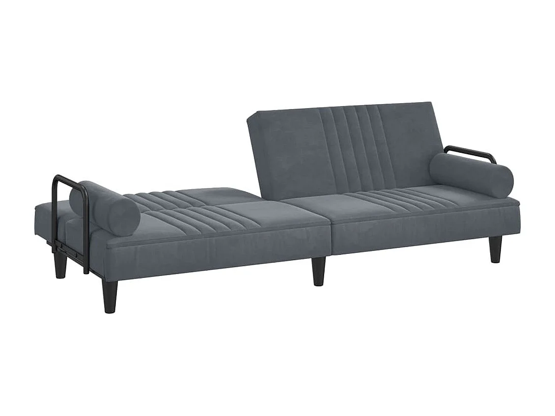 Canapé-lit avec accoudoirs gris foncé velours