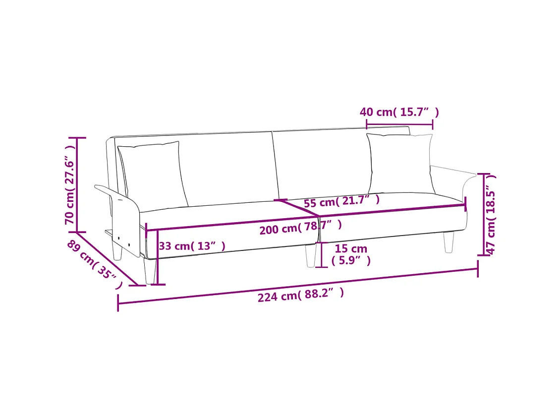 Sofá-cama com apoio de braços tecido cinzento-acastanhado
