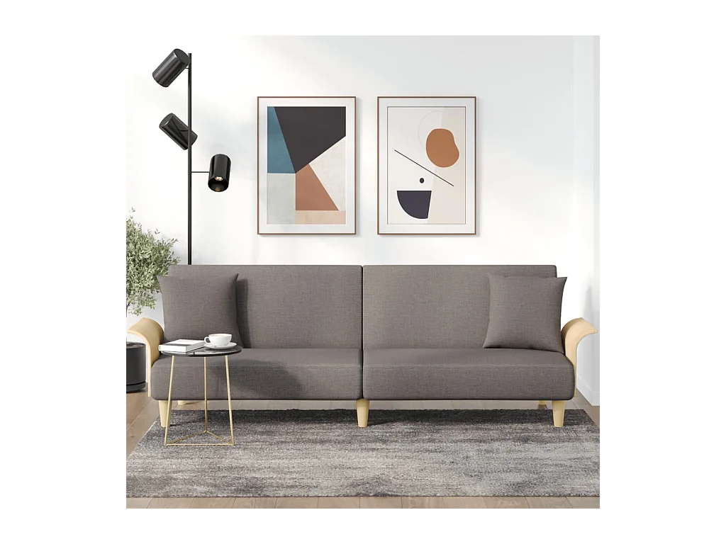 Canapé-lit avec accoudoirs taupe tissu