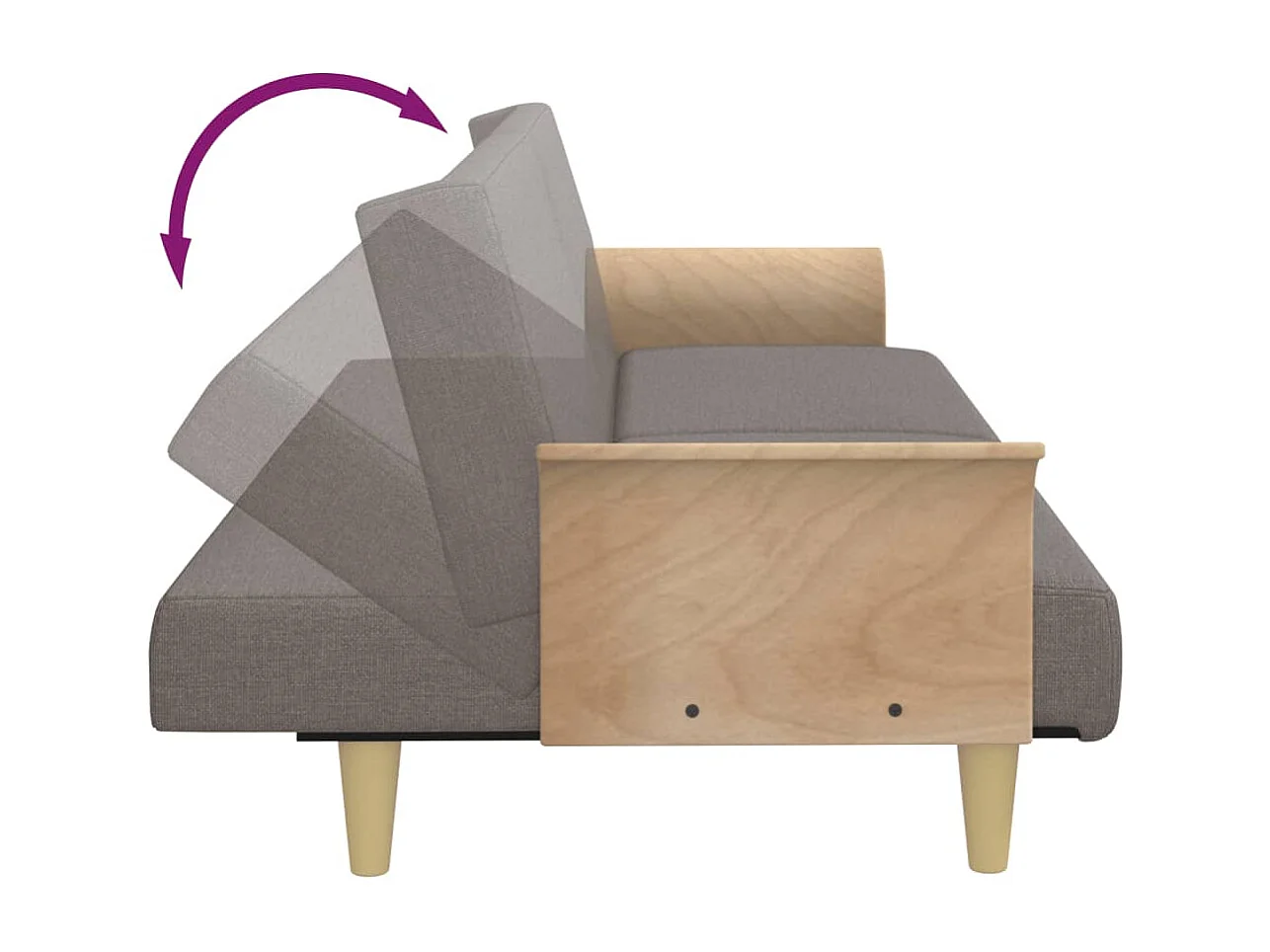 Slaapbank met armleuningen stof taupe