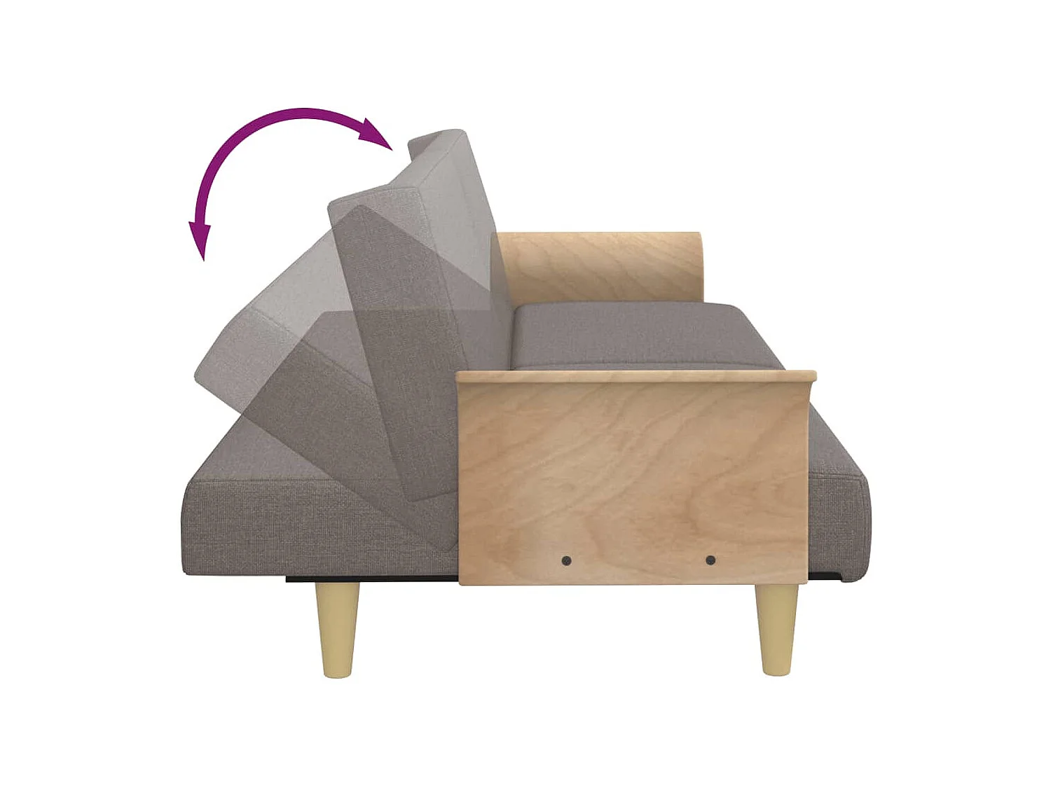 Canapé-lit avec accoudoirs taupe tissu