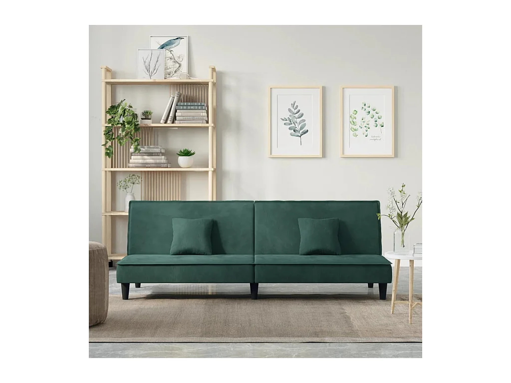 Canapé-lit vert foncé Velours