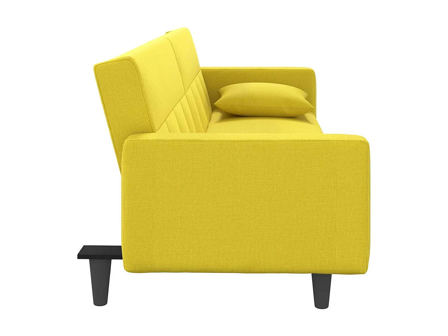 Canapé-lit avec coussins jaune clair tissu