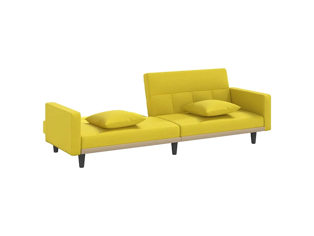 Canapé-lit avec coussins jaune clair tissu