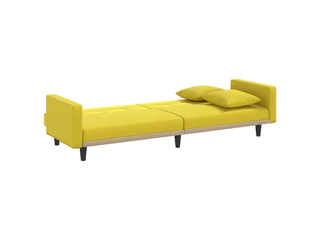 Canapé-lit avec coussins jaune clair tissu