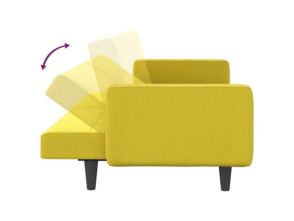 Canapé-lit avec coussins jaune clair tissu