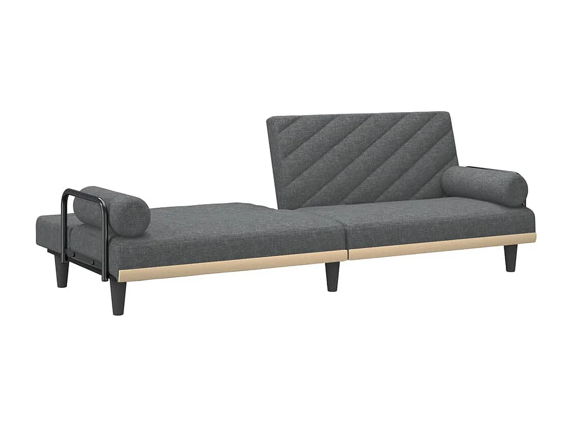 Sofá-cama com apoio de braços tecido cinzento-escuro
