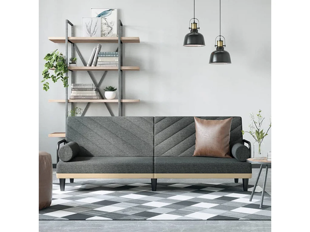 Slaapbank met armleuningen stof donkergrijs