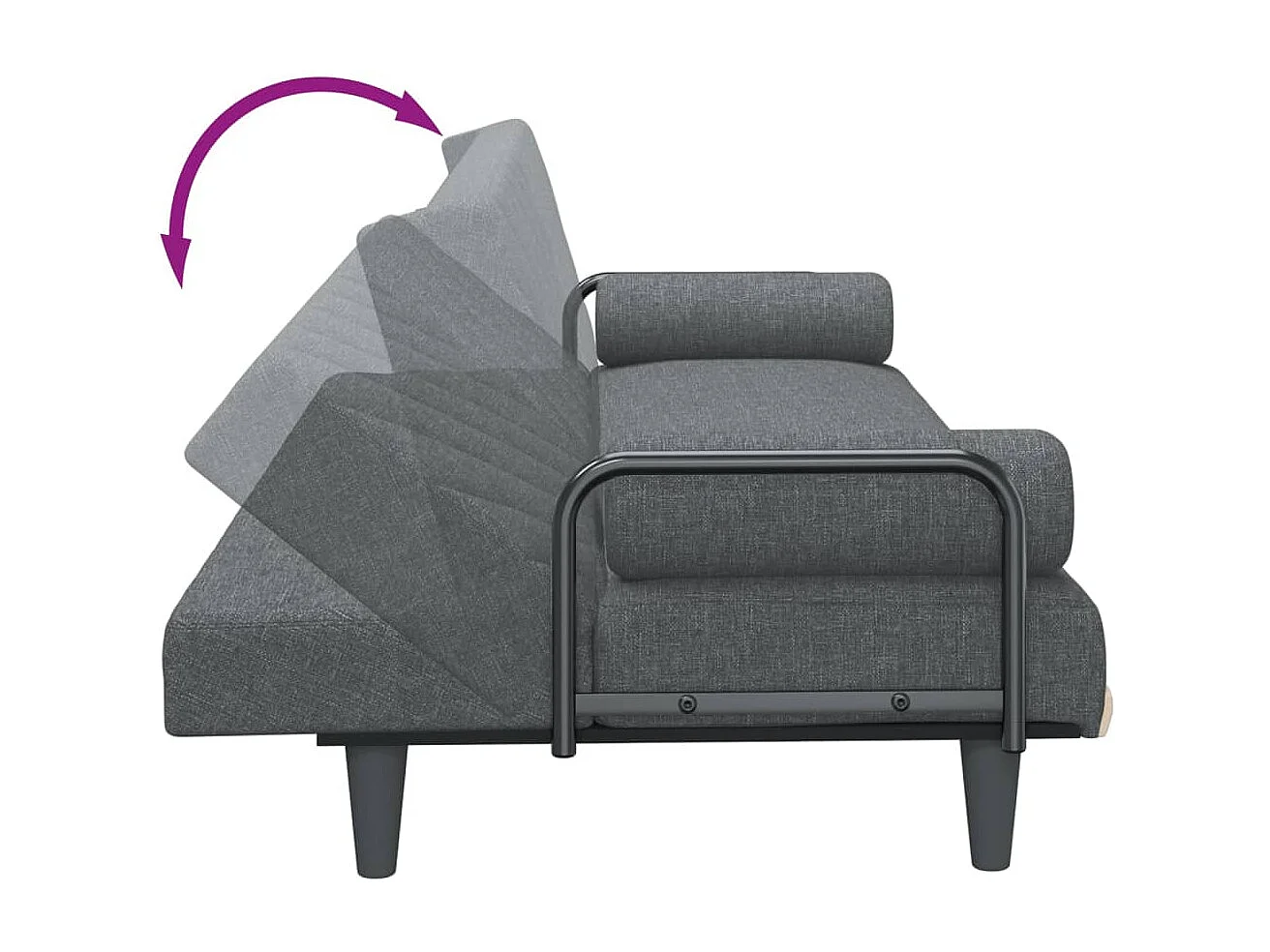 Slaapbank met armleuningen stof donkergrijs