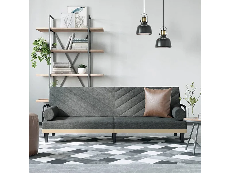 Slaapbank met armleuningen stof donkergrijs