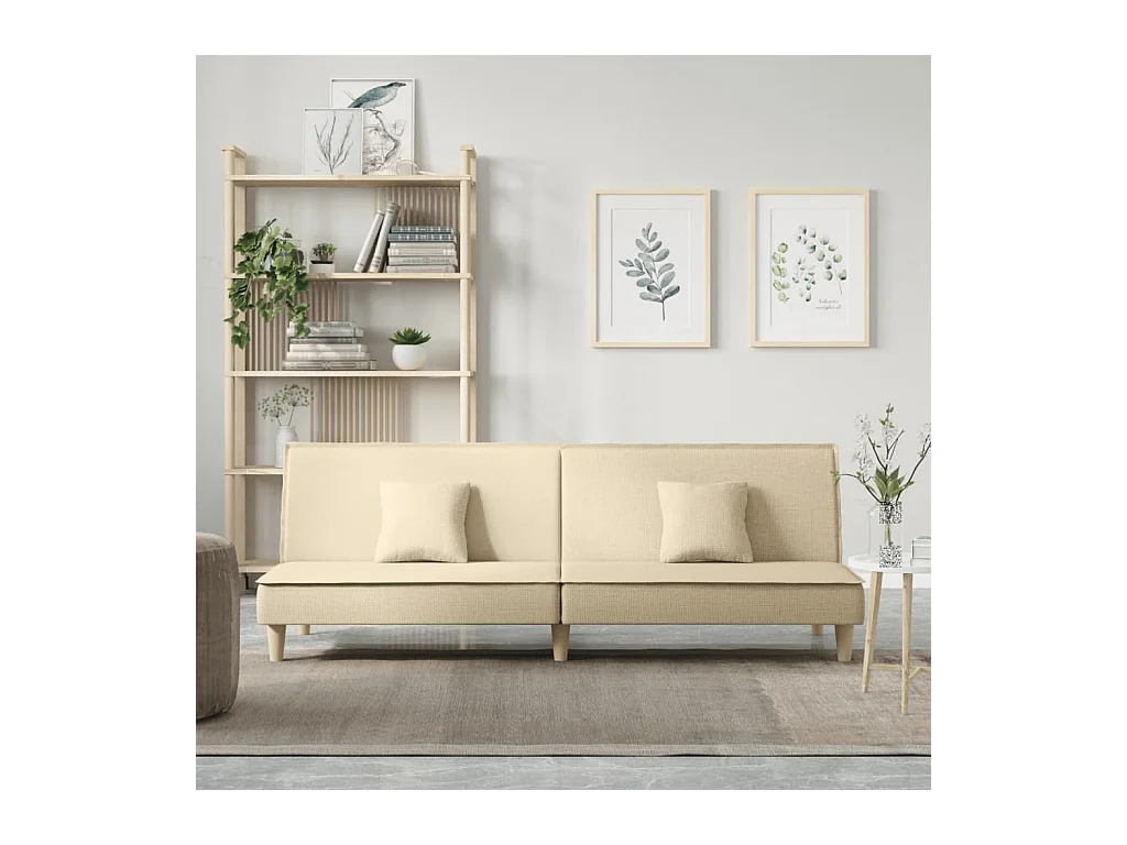 Divano Letto Crema in Tessuto