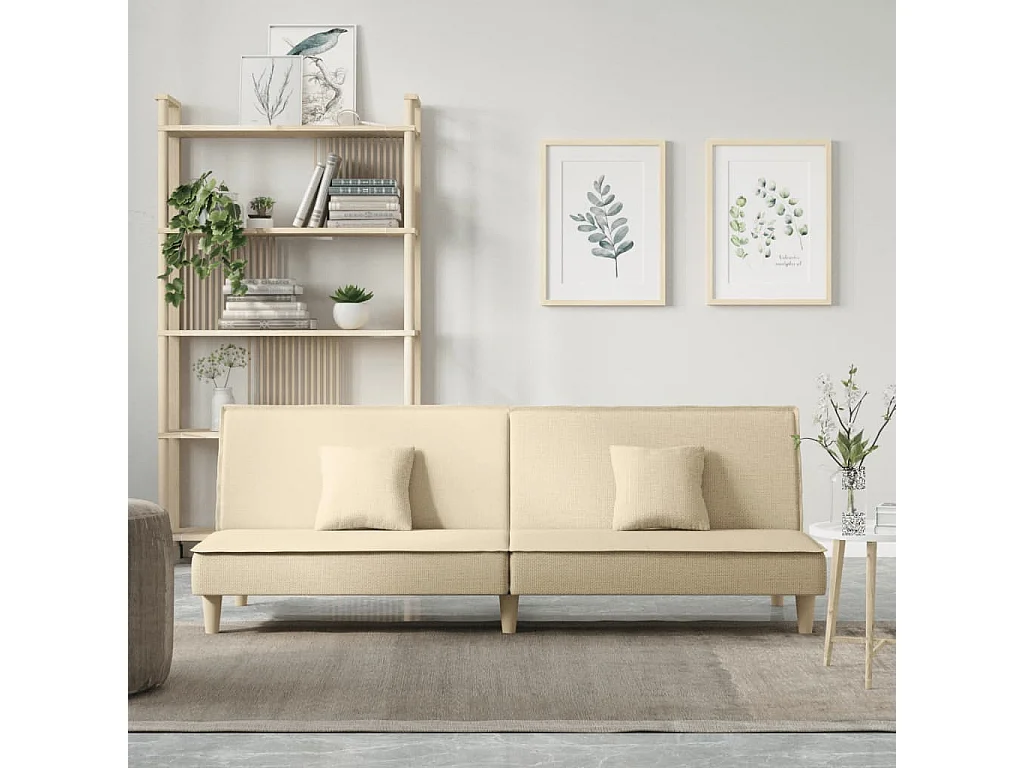 Schlafsofa Creme Stoff
