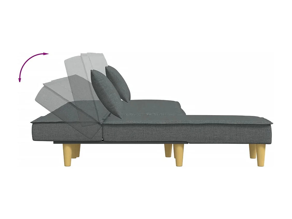 Sofá-cama em forma de L 255x140x70 cm tecido cinzento-escuro