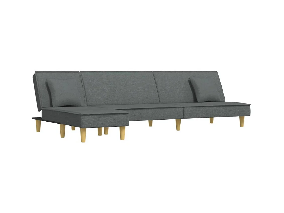 Divano Letto a L Grigio Scuro 255x140x70 cm in Tessuto