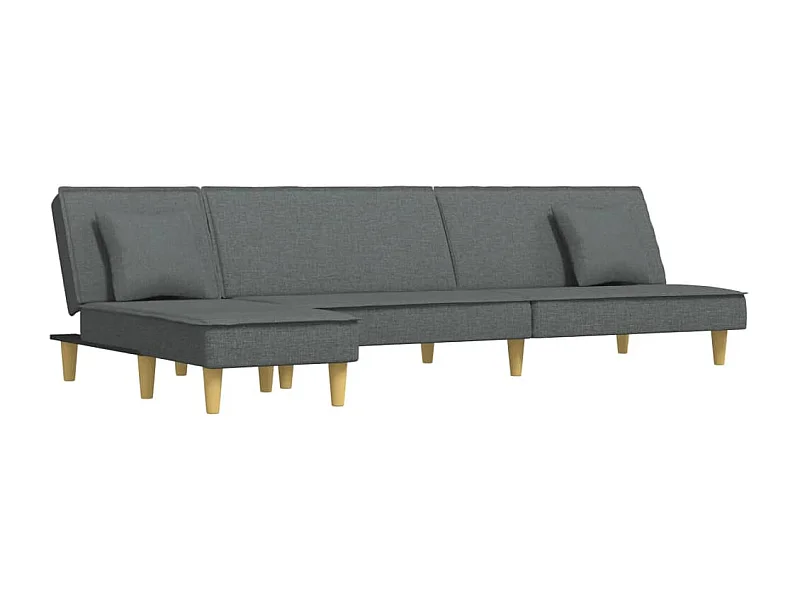Canapé-lit en forme de L gris foncé 255x140x70 cm tissu
