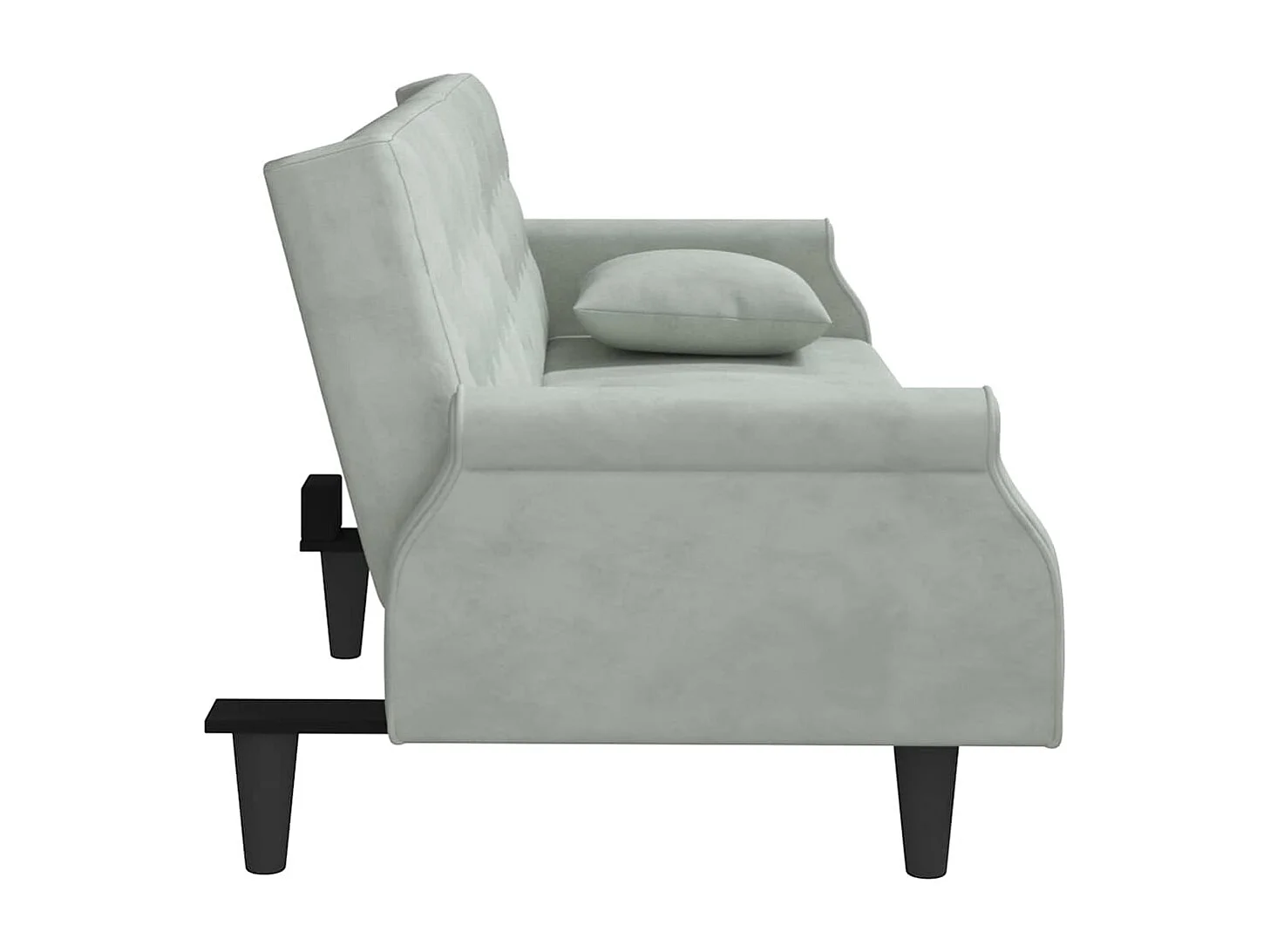 Schlafsofa mit Armlehnen Hellgrau Samt