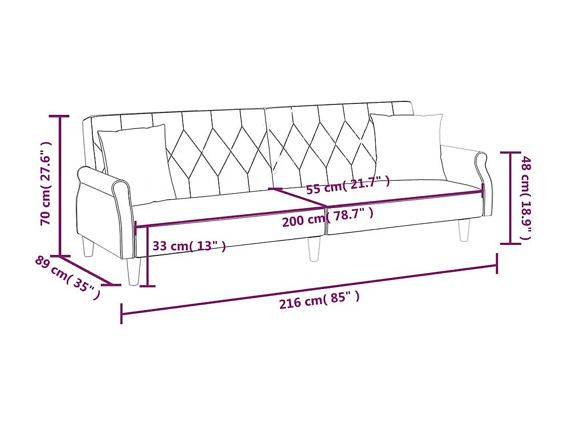 Sofá-cama com apoio de braços veludo cinzento-claro