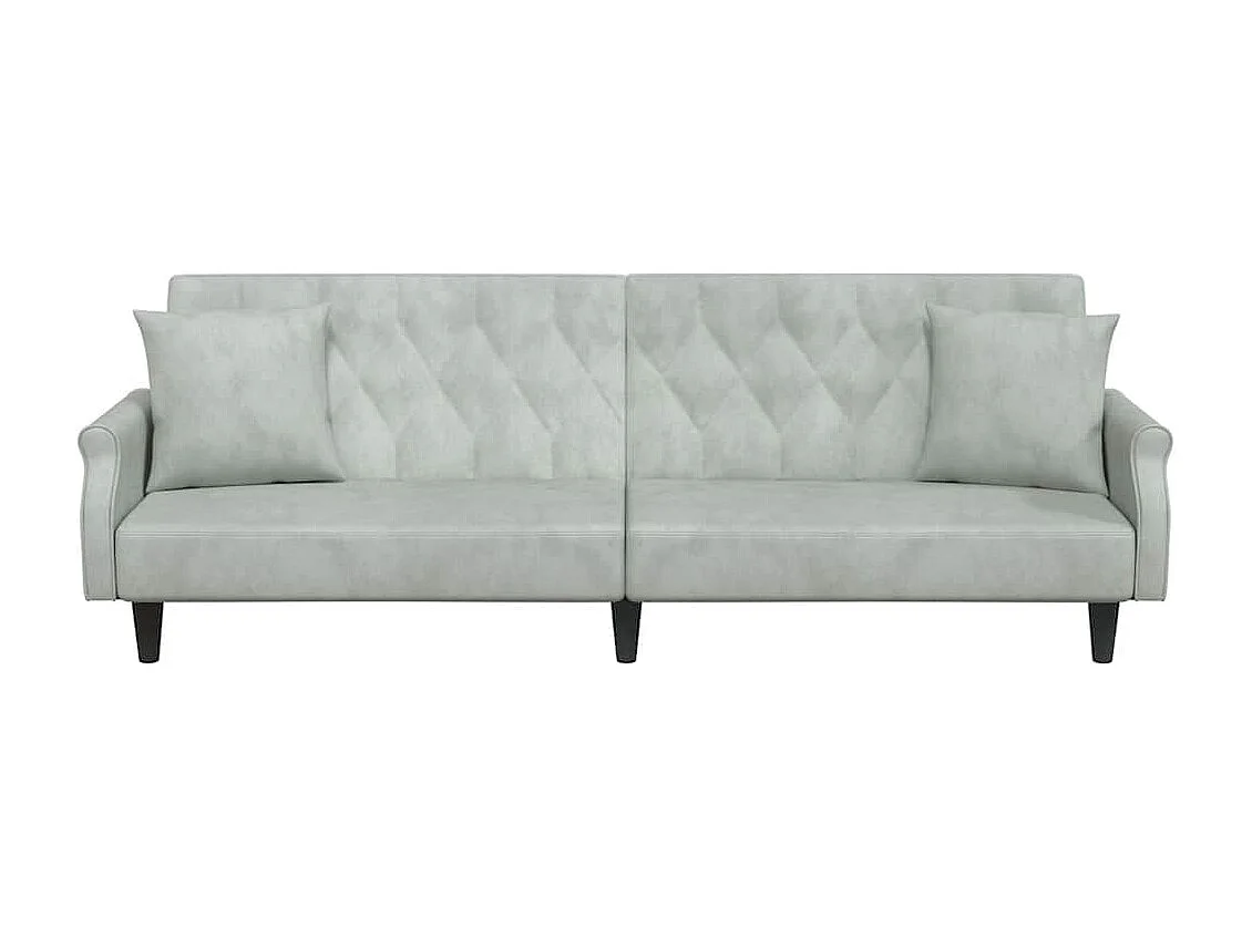 Sofá-cama com apoio de braços veludo cinzento-claro
