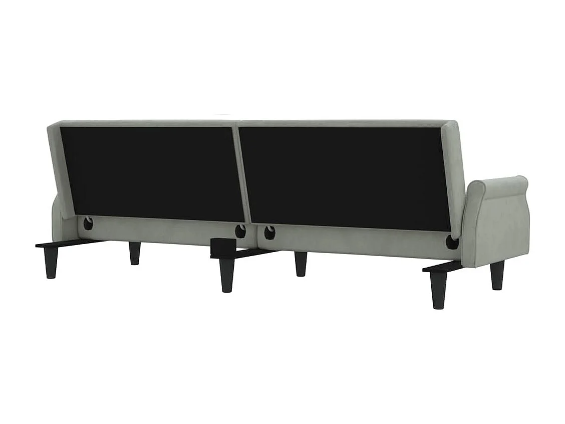 Sofá-cama com apoio de braços veludo cinzento-claro