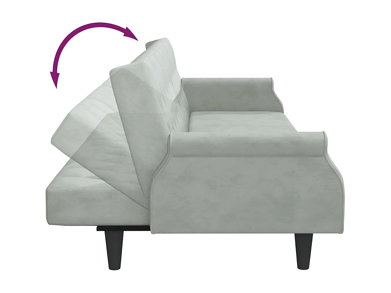Sofá-cama com apoio de braços veludo cinzento-claro