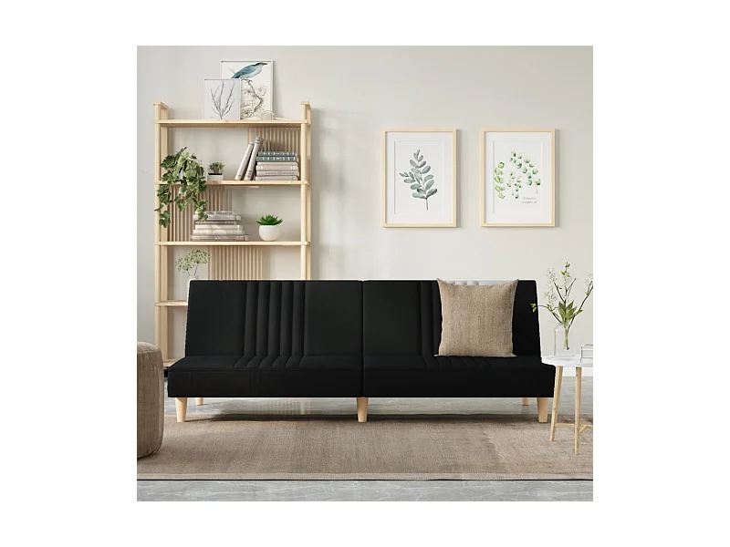 Sofá cama de tela negro
