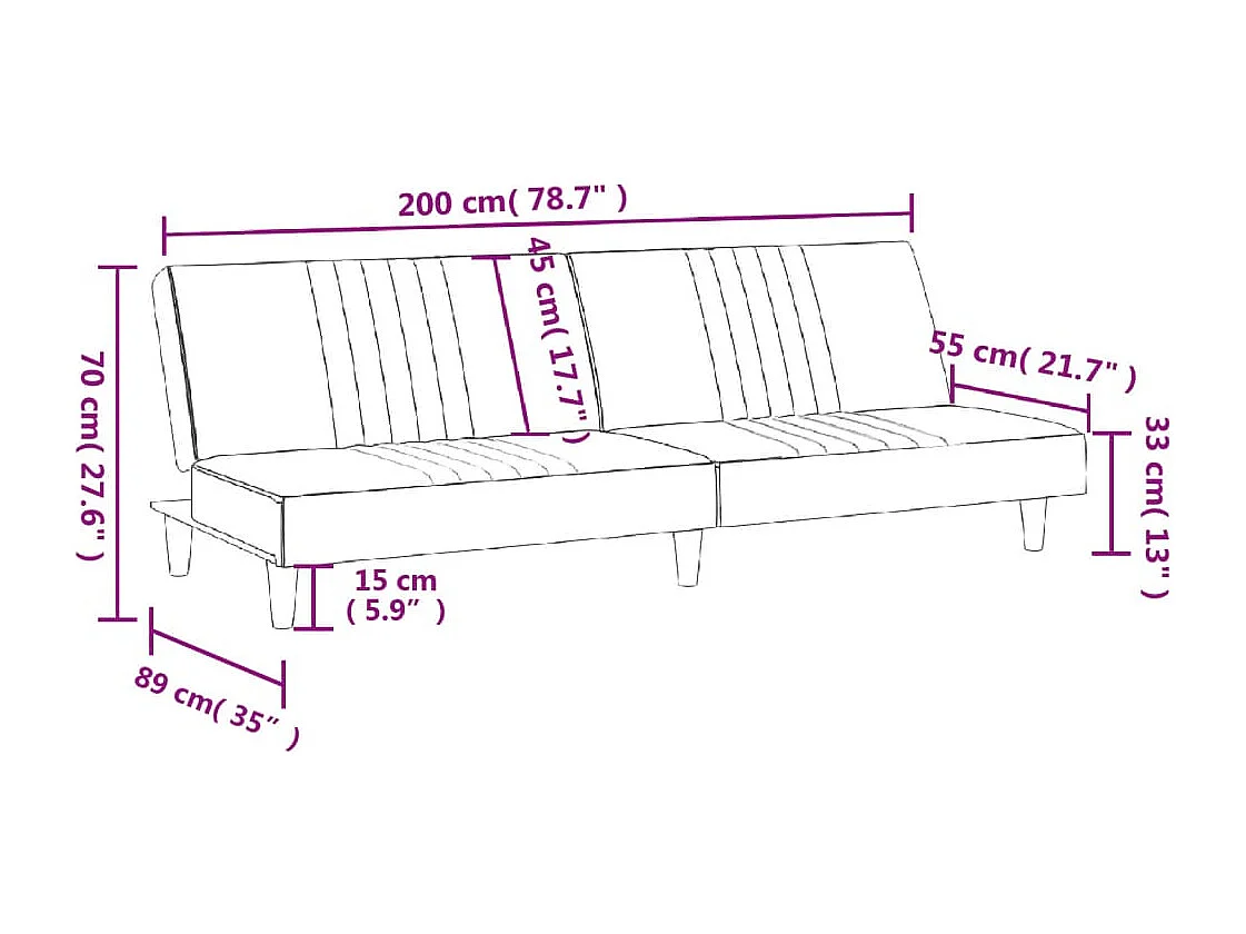 Slaapbank stof zwart