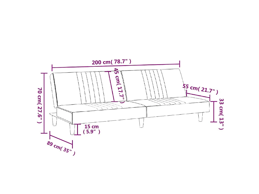 Slaapbank stof zwart