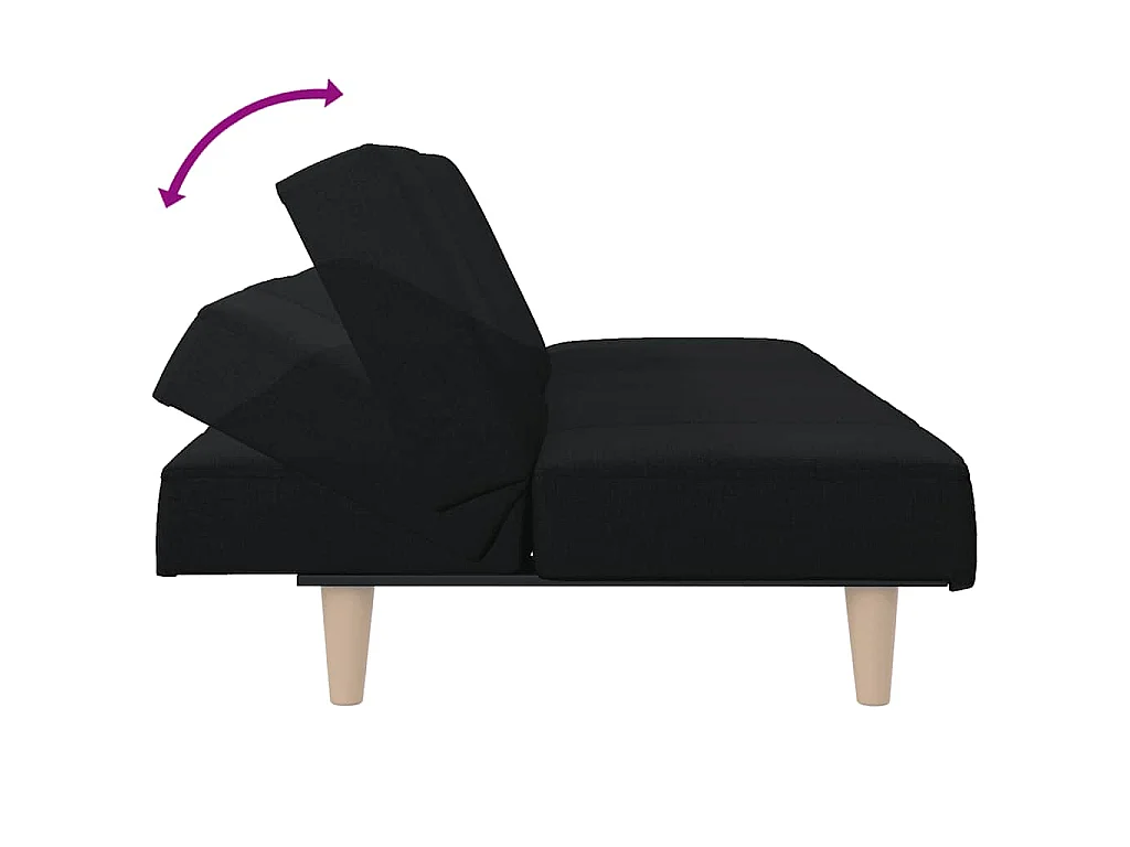 Canapé convertible clic-clac 2 places en tissu noir