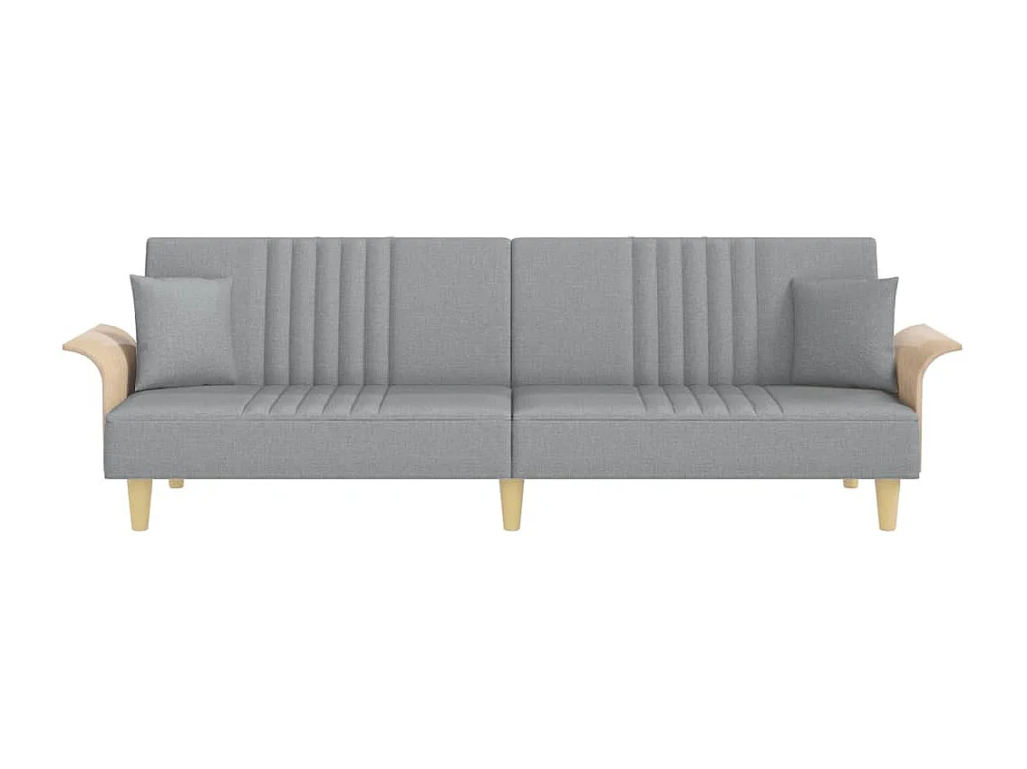 Slaapbank met armleuningen stof lichtgrijs