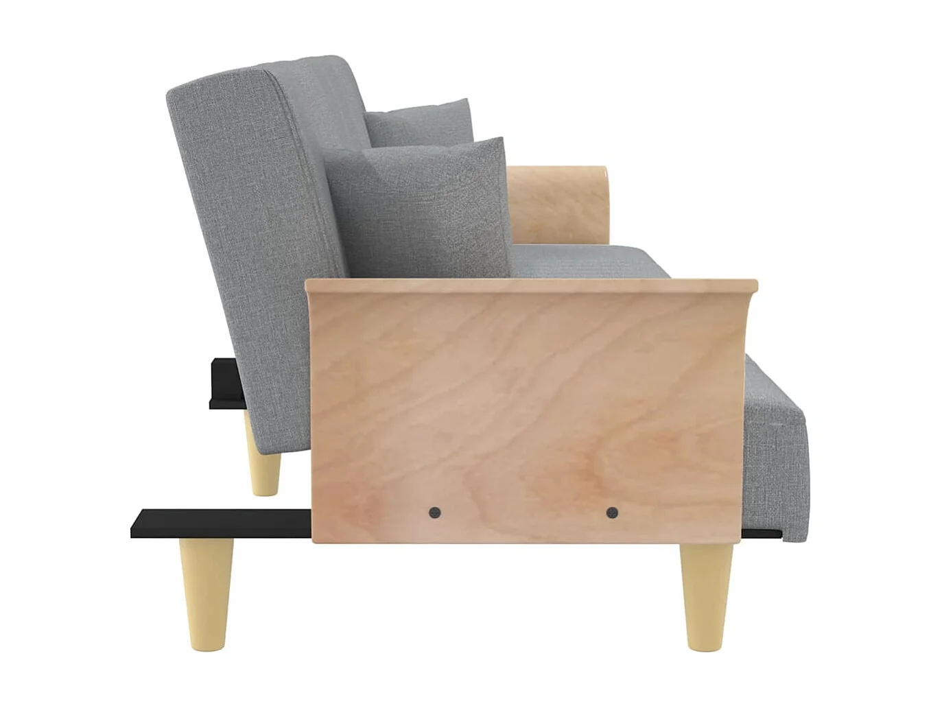 Divano Letto con Braccioli Grigio Chiaro in Tessuto