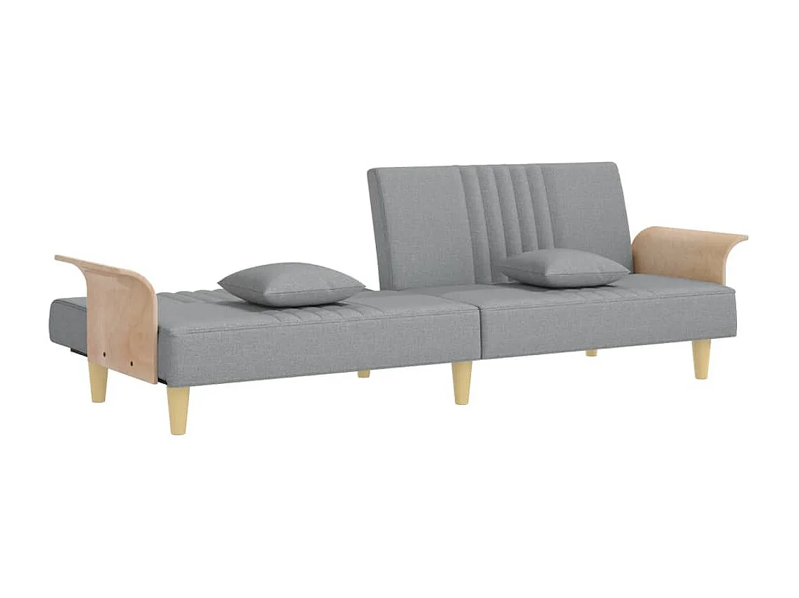 Divano Letto con Braccioli Grigio Chiaro in Tessuto