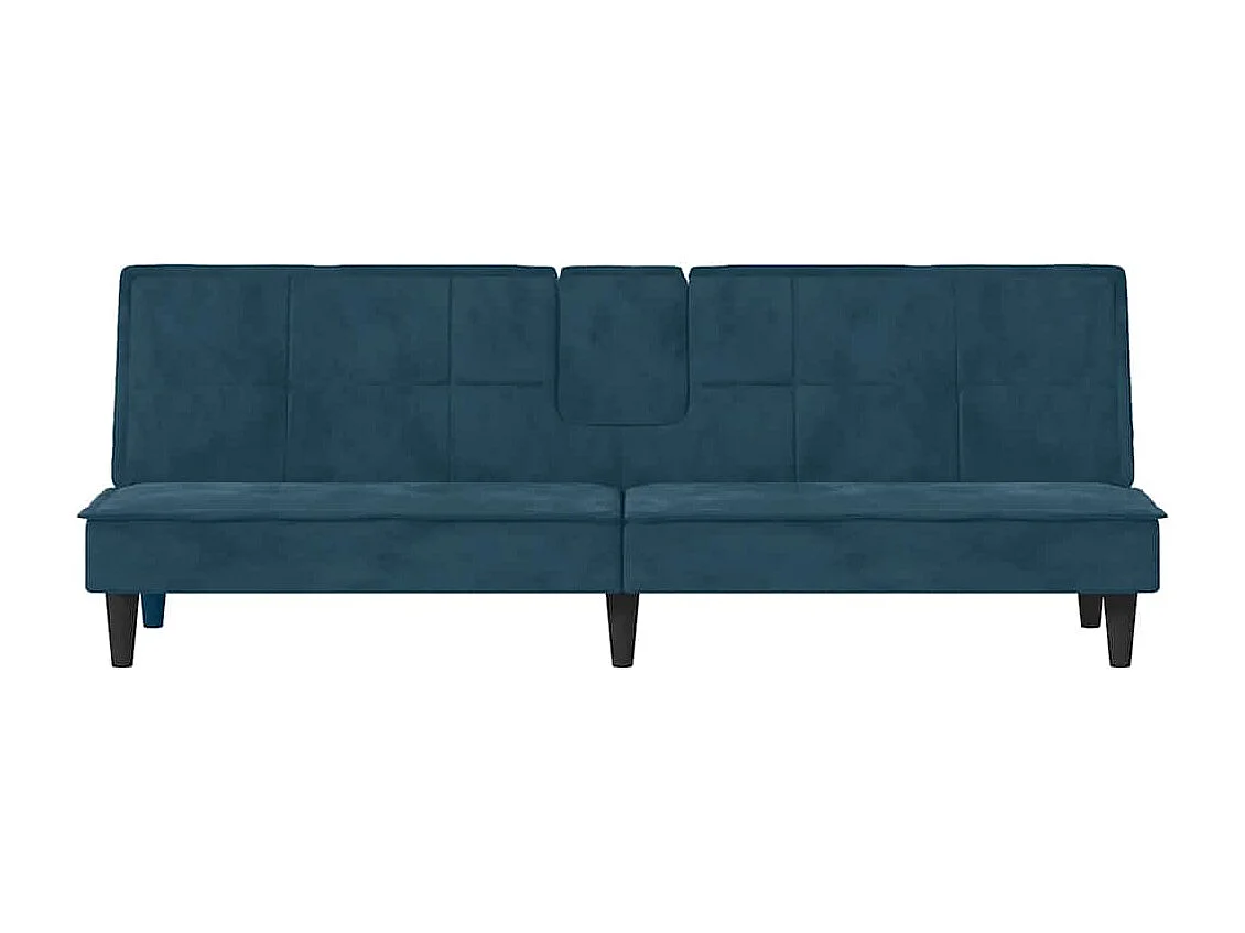 Canapé-lit avec porte-gobelets bleu velours