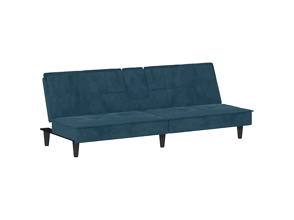 Canapé-lit avec porte-gobelets bleu velours