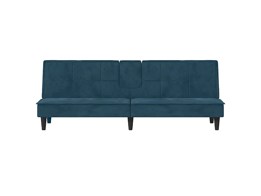 Canapé-lit avec porte-gobelets bleu velours