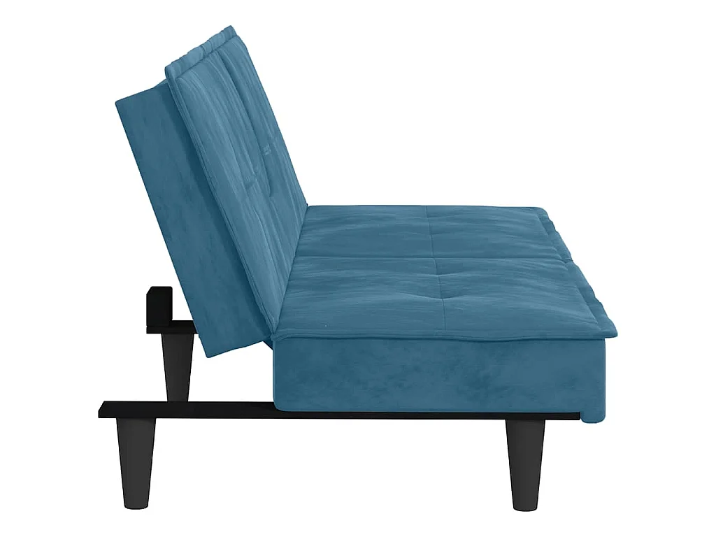 Canapé-lit avec porte-gobelets bleu velours