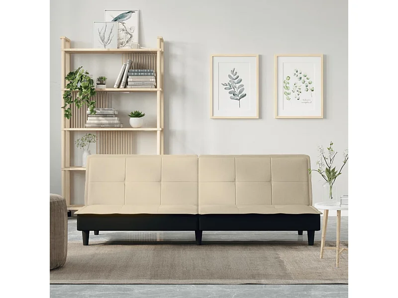 Schlafsofa Creme Stoff