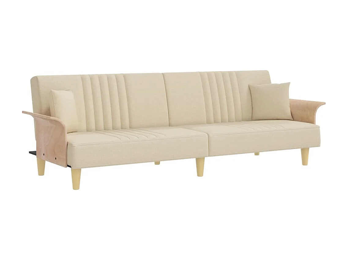 Sofá-cama com apoio de braços tecido cor creme