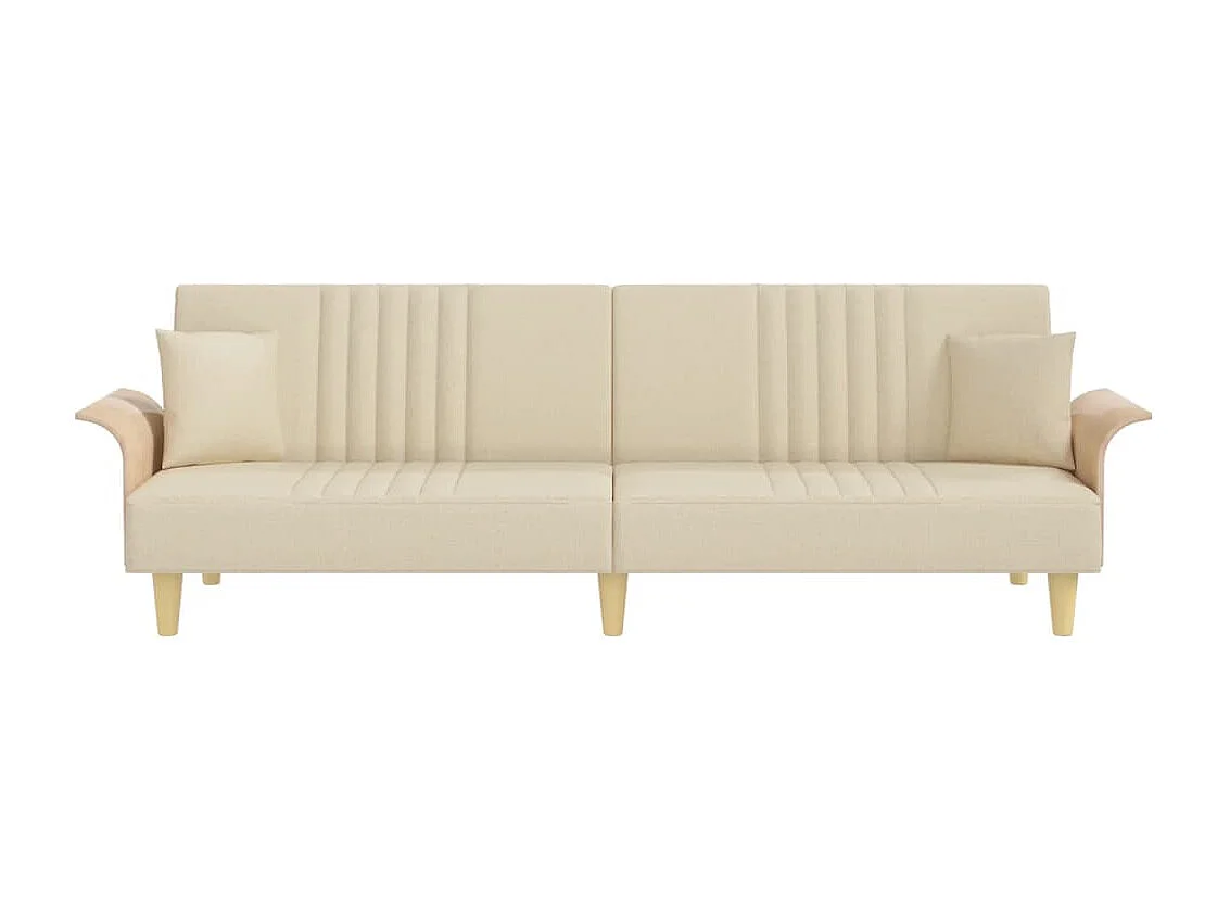Sofá-cama com apoio de braços tecido cor creme
