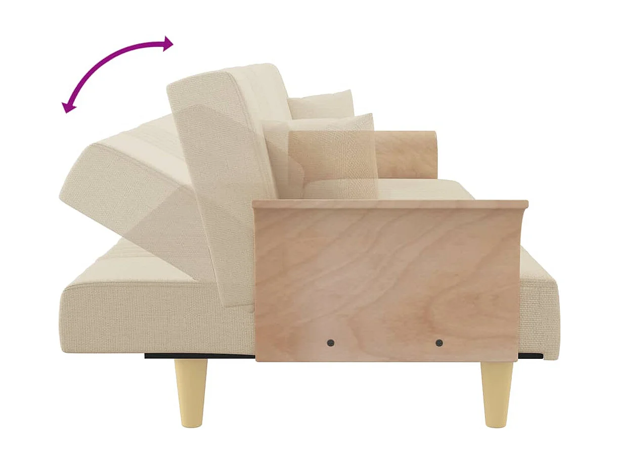 Sofá-cama com apoio de braços tecido cor creme