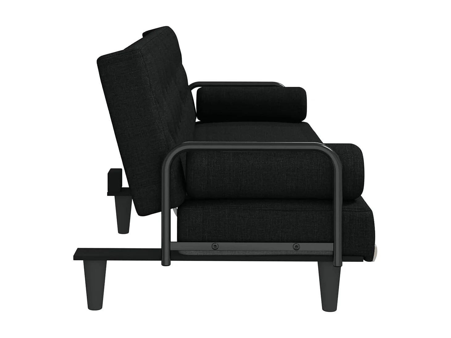 Canapé-lit avec accoudoirs noir tissu