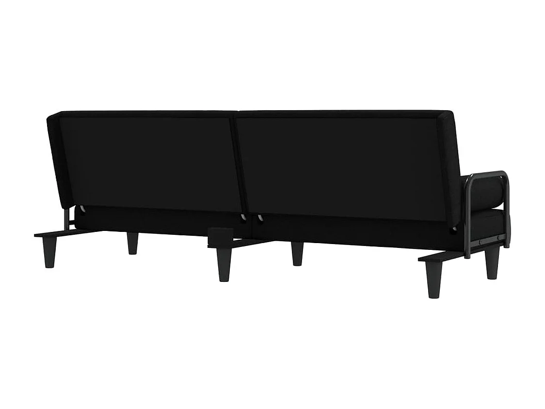 Canapé-lit avec accoudoirs noir tissu