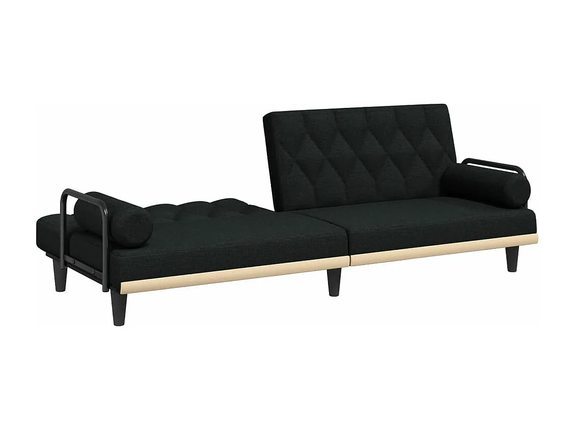 Canapé-lit avec accoudoirs noir tissu