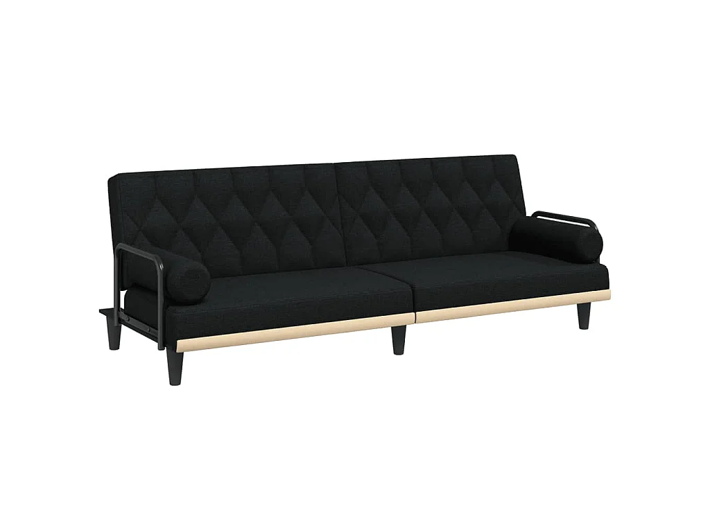 Canapé-lit avec accoudoirs noir tissu
