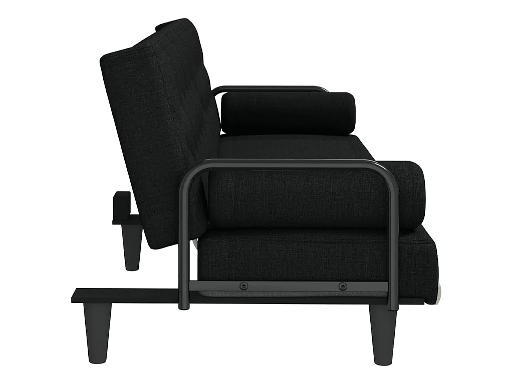 Canapé-lit avec accoudoirs noir tissu