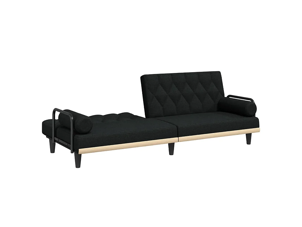 Canapé-lit avec accoudoirs noir tissu