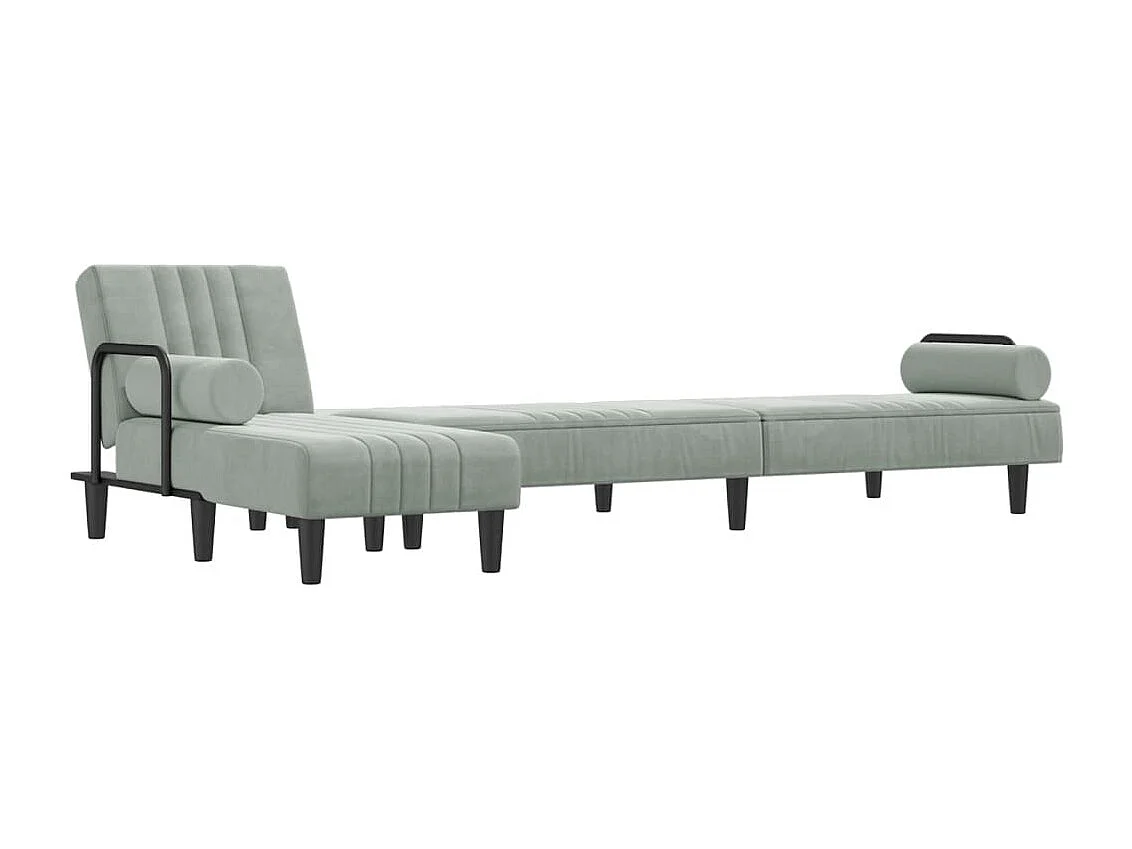 Divano Letto a L Grigio Chiaro 260x140x70 cm in Velluto