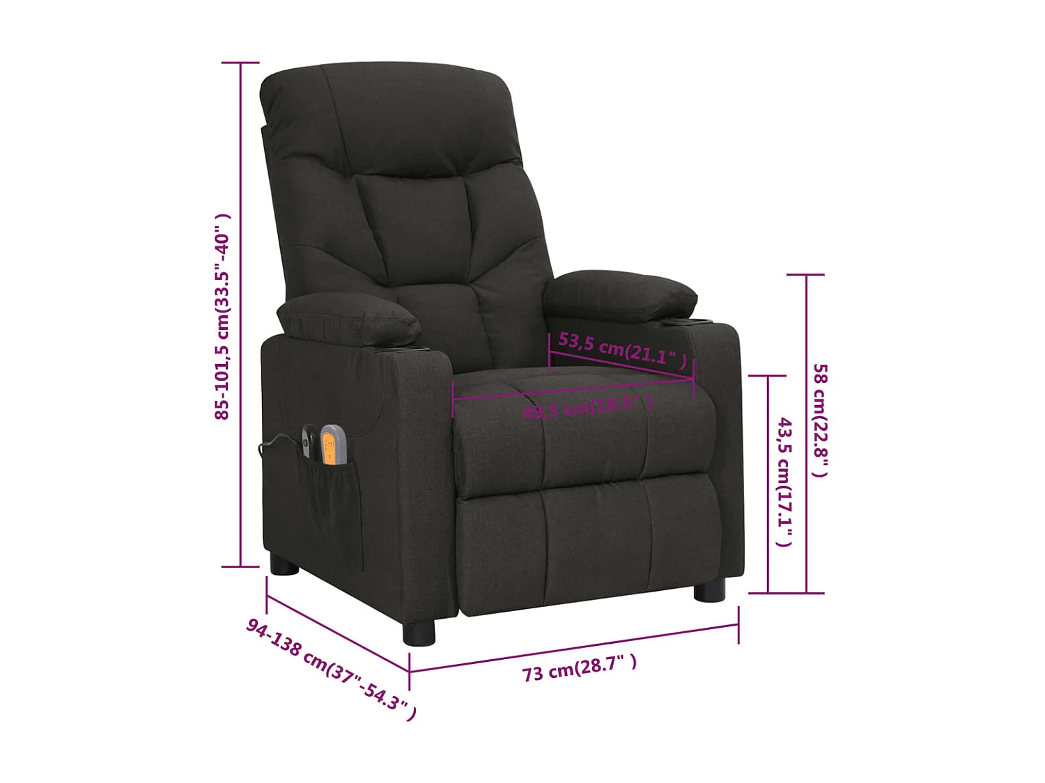 Massagesessel Elektrisch Schwarz Stoff